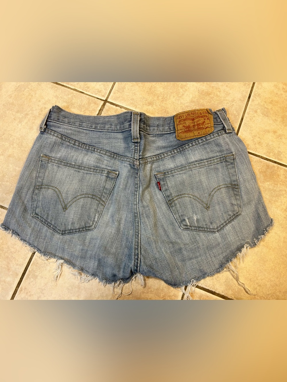 Levi's 501 Light Blue Distressed Denim Cutoff Shorts
